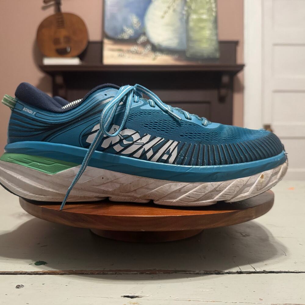 Hoka One One Bondi 7 Mens Size 12.5 Blue Sneaker Shoes